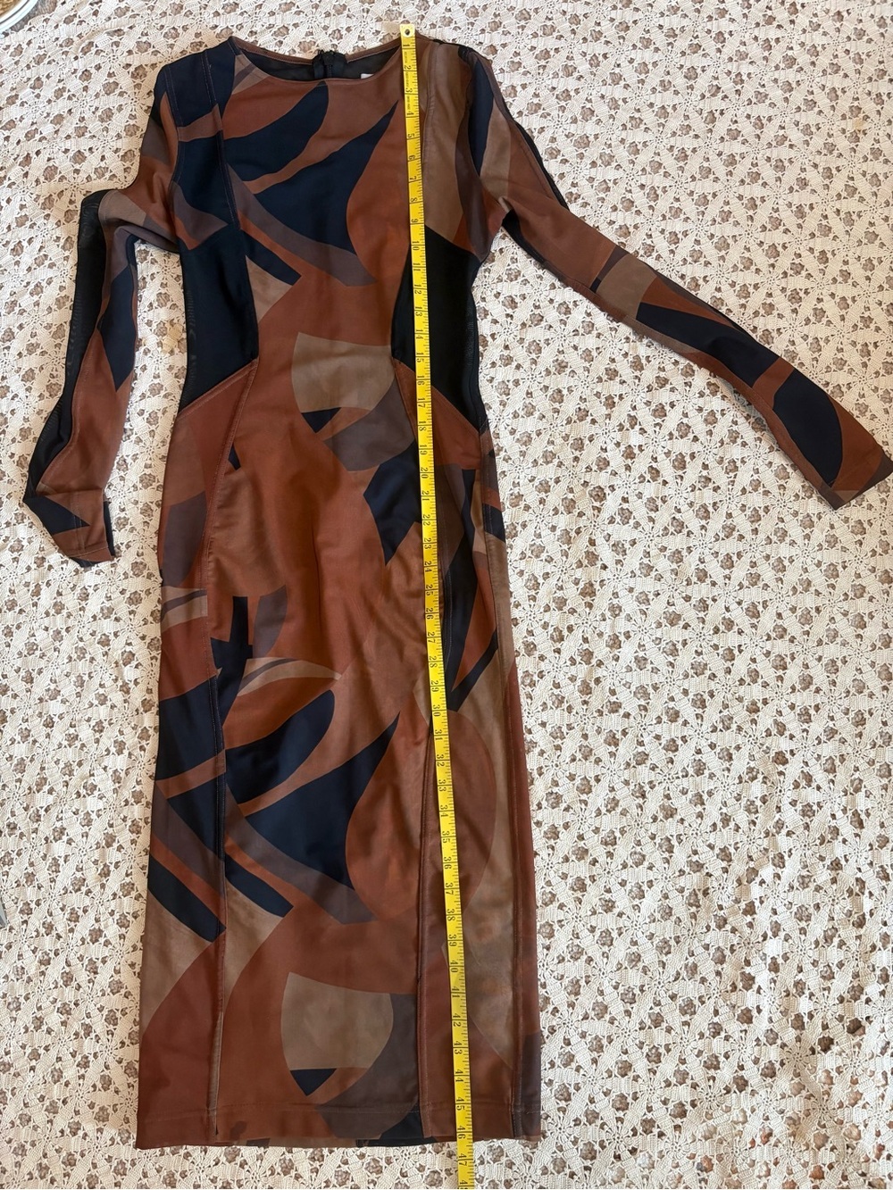House of CB Cassidy Brown Abstract Bodycon Midi Dress Size Medium - Picture 11 of 12